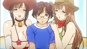 Nerd gets dick between busty babes tits - Boobalicious - Hentai.XXX