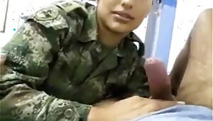 Korean solider girl licking his ball